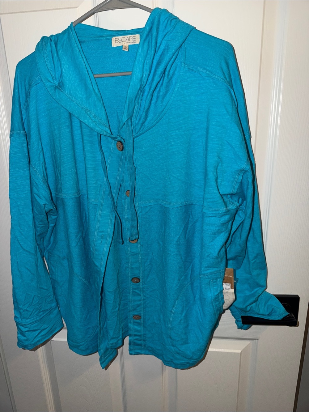Escape Women's Turquoise Hooded Button-Up Sweatshirt Jacket